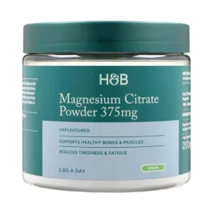 Holland & Barrett Magnesium Citrate Powder, 375mg (Unflavored) - 200 grams