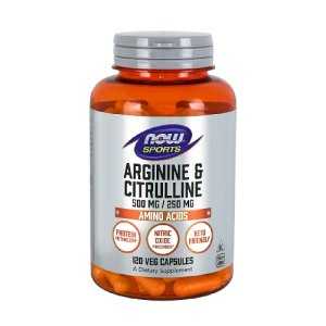 NOW Arginine 500mg & Citrulline 250mg 120 Veg. 