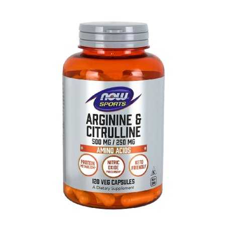NOW Arginine 500mg & Citrulline 250mg 120 Veg. 
