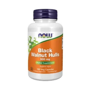 NOW Black Walnut Hulls 500mg 100 Kapsulių