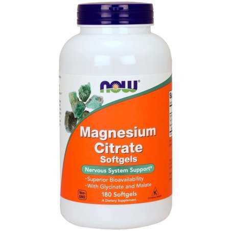 NOW Foods Magnesium Citrate Softgels, 90-180 softgels