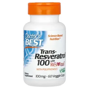 Doctor's Best Trans Resveratrol with ResVinol, 100mg, 60 vcaps