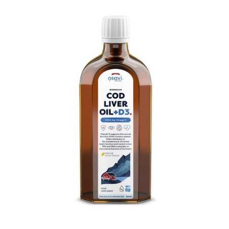 Osavi Norwegian Cod Liver Oil + D3, 1000mg Omega 3 (Lemon) -