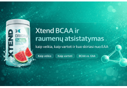 Xtend BCAA ir raumenų atsistatymas: kaip veikia, kaip vartoti ir kuo skiriasi nuo EAA